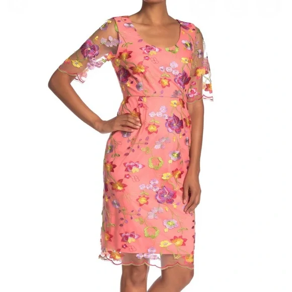 Trina Turk | Dresses | Nwt Trina Turk Coral Romance Floral Embroidered Dress  Salmon Pink | Poshmark